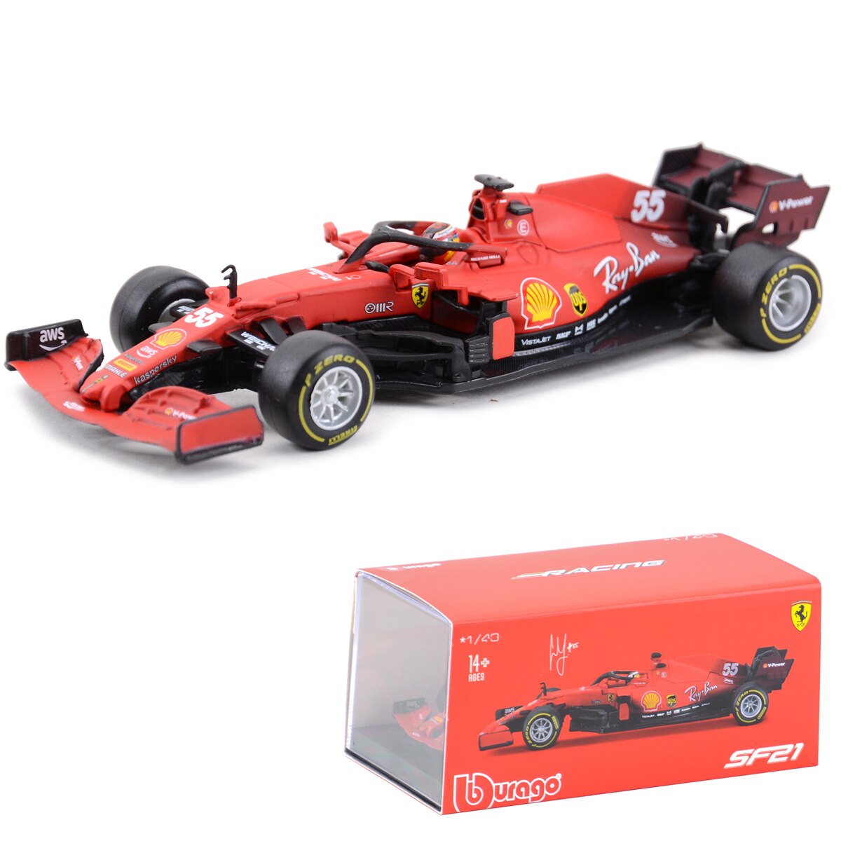 Bburago 1:43 RB15 RB16B #33 F1 Formula Car Static Die Cast Vehicles Collectible Model Racing Car Toys: 2021 SF21 55