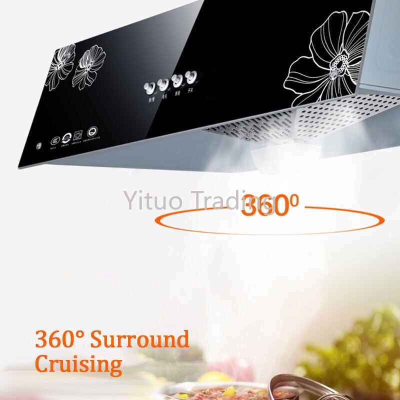 Smart Household Top-suction Chinese Range Hood Shallow Cover 150-200W Large Suction Deep Cavity Smoke Extraction Range Hood