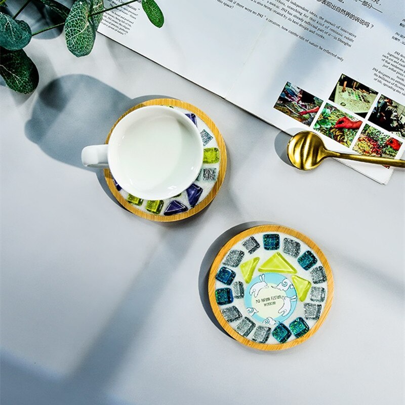 1Set Glas Mozaïek Tegels Voor Diy Handgemaakte Hobby Bamboe Coaster Handgemaakte Voor Kinderen Puzzel Mozaïek Materiaal