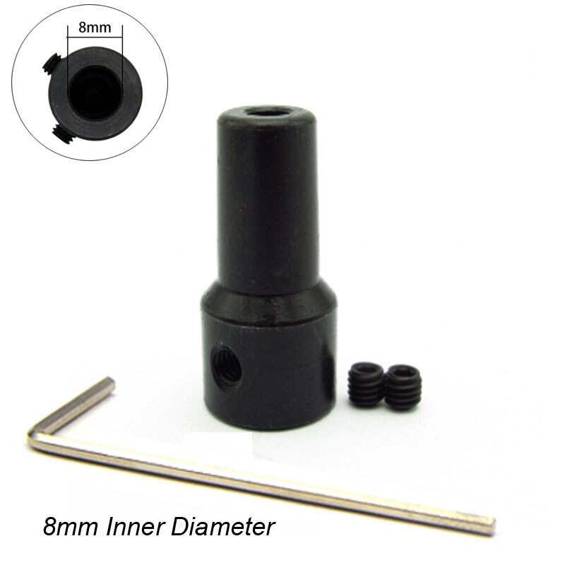 Borepatron adapter stål boreklemme kobling stikforbindelsesstang til 4mm 5mm 6mm 8mm motoraksel borepatron: 8mm stang med skruenøgle
