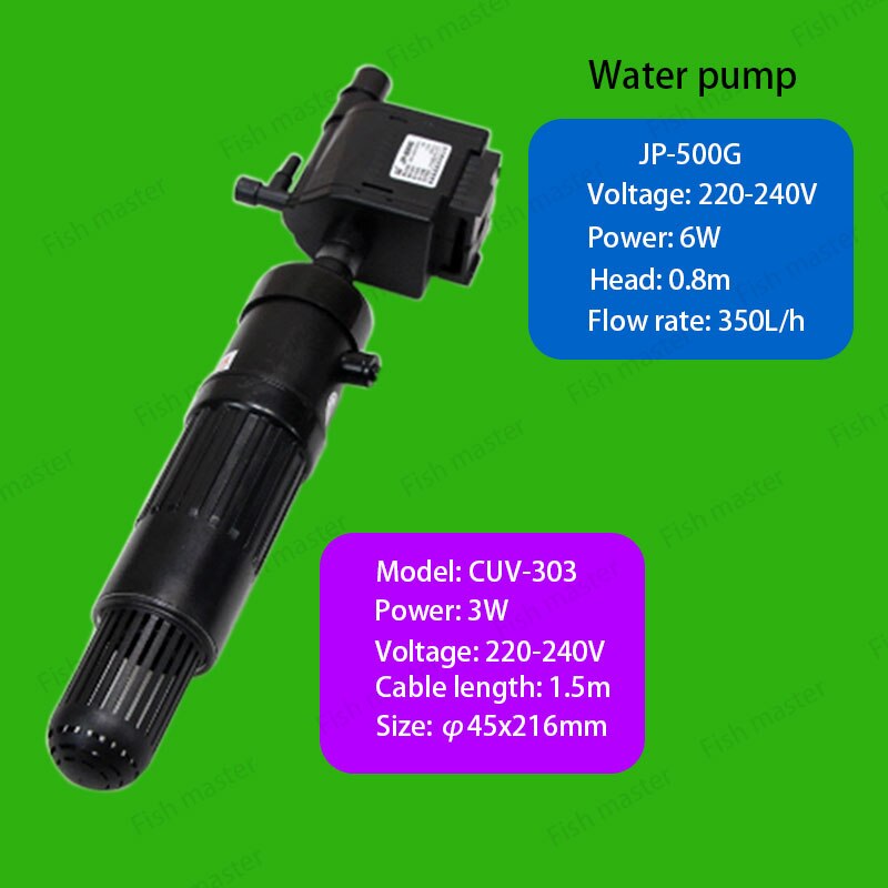 SUNSUN-Lámpara germicida UV para acuario, dispositivo externo para eliminar alage, CUV303, 305, 505, 510: 303 and pump