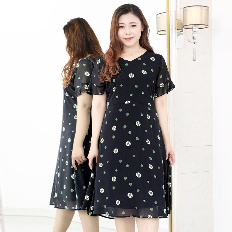 Tuhao plus size 10xl 9xl 8xl 7xl sommerkjole til kvinder stor størrelse dame chiffon kjole afslappet mor mor kjoler  wm77: 5xl