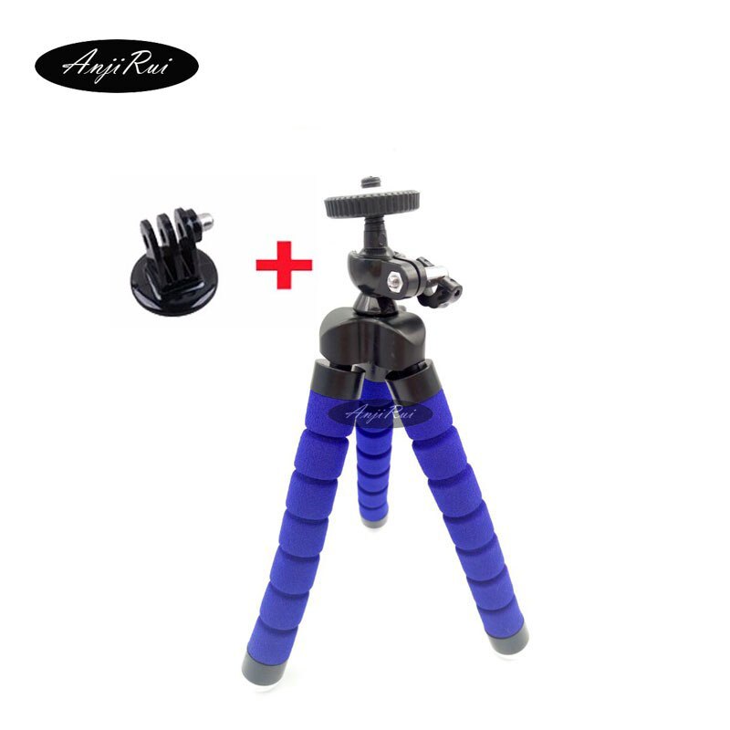 Mini Flexibel Statief standhouder ondersteuning actie camera voor Gopro Hero 3 4 voor iPhone X 6 7 8/ huawei/xiaomi mi8 4X Telefoon stand: blue