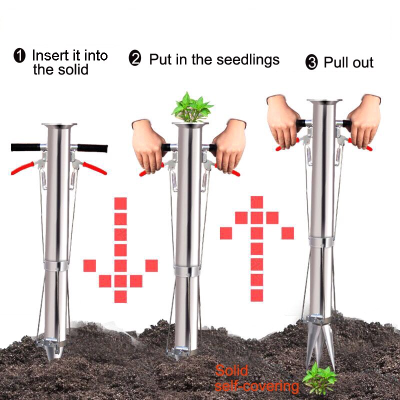 Frøplante transplanter vegetabilsk ung plante manuel rustfrit stål plantning haveredskaber