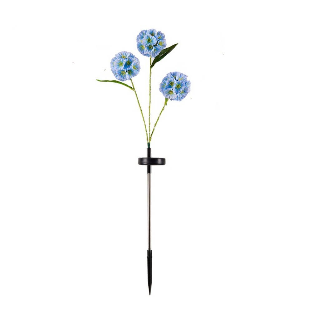 Wasserdichtes Solar--Blumenlicht mit 3-köpfiger, bodenmontierter Simulationsblumenlampe, warmes Licht, intelligente Lichterkennung: Blau