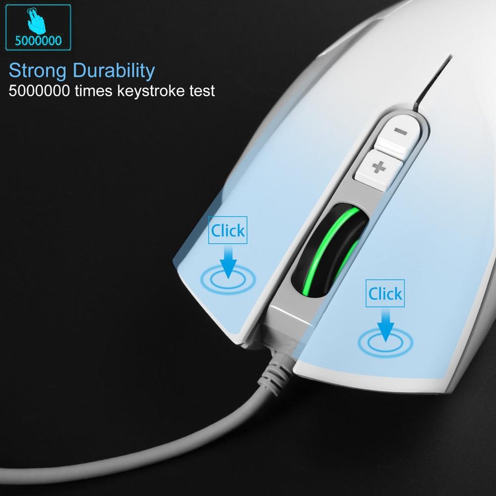 5D 4000 DPI 5V 100mA 4 Buttons LED USB Wired Optical Gaming Mouse White Orange