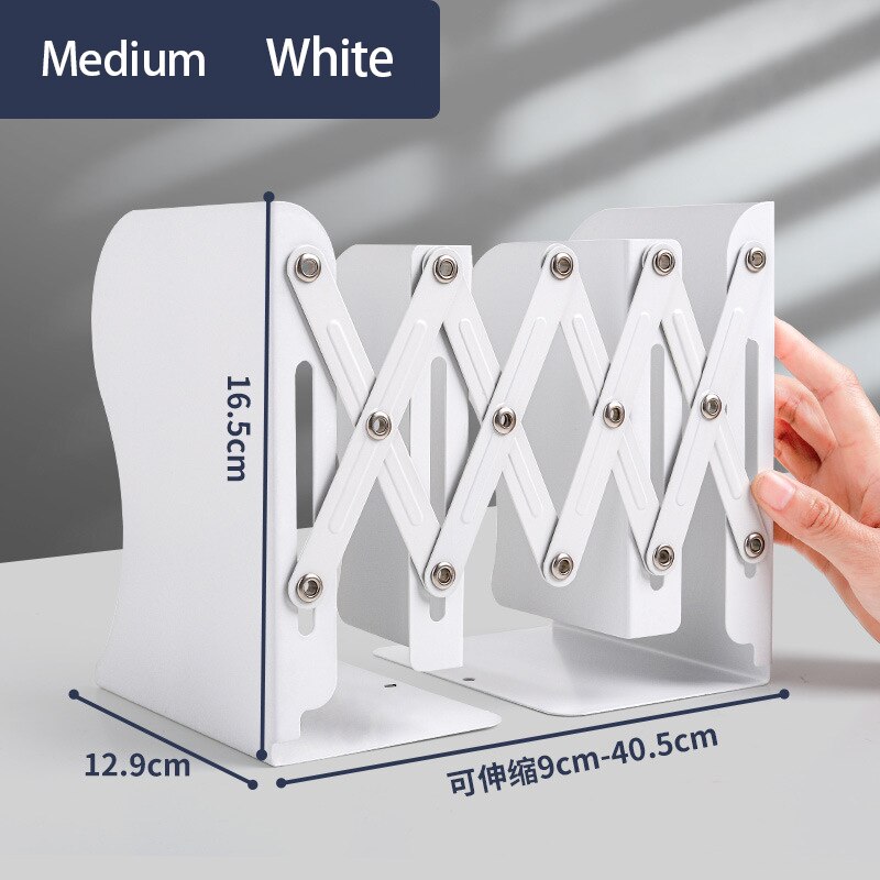 Estantería retráctil de Color, utilizada para estantes de libros, estantes ajustables, con soportes para bolígrafos, escritorios, suministros de oficina: White-medium