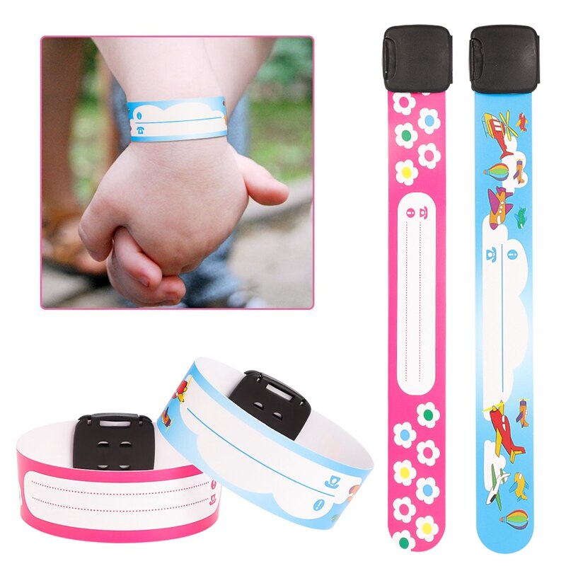 12 unids/set niños viajes al aire libre seguro Anti-perdido pulsera de seguridad reconocimiento pulsera para niños impermeable ajustable