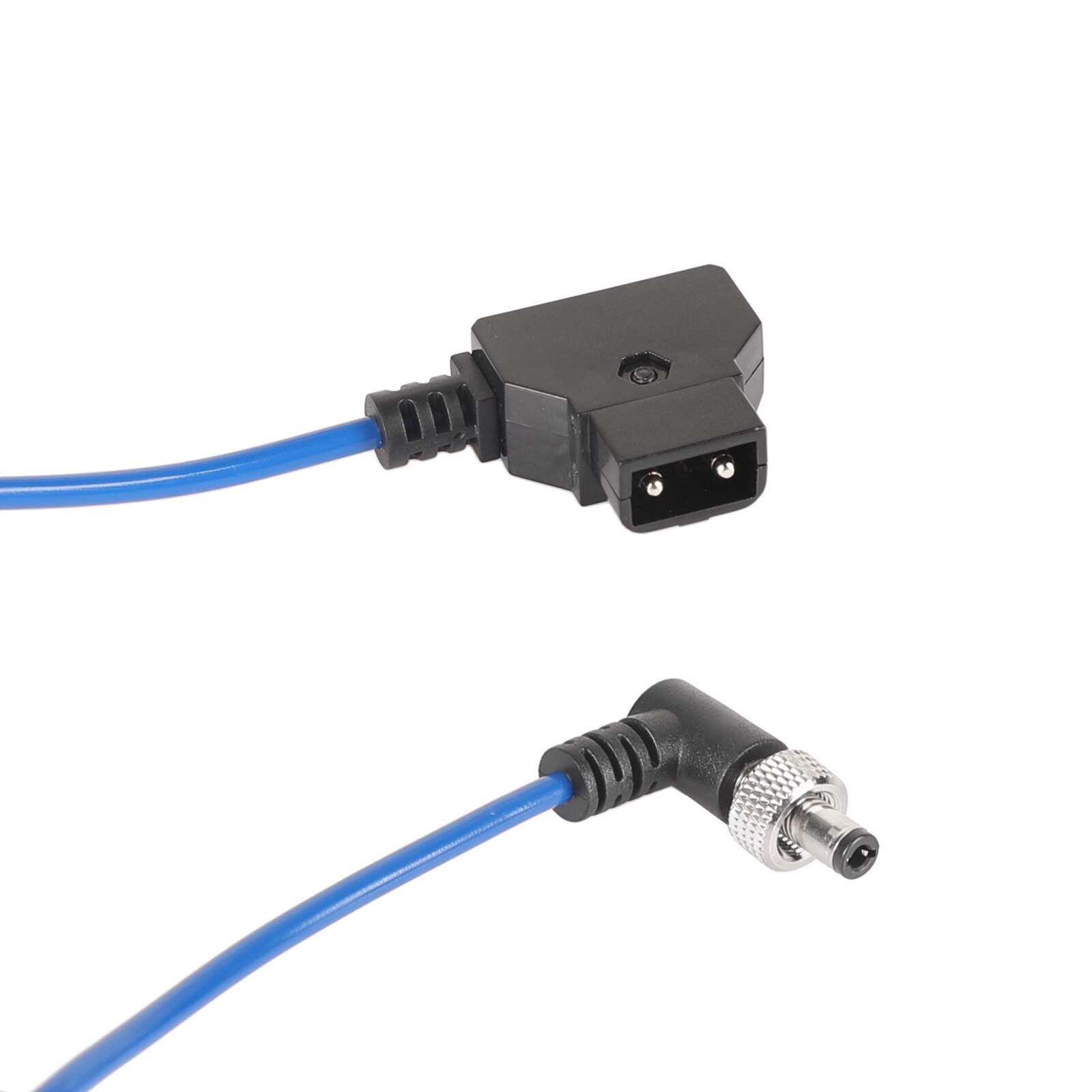 CAMVATE Universal Monitor Power Supply Coiled Cable D Tap To DC 2.5mm Right Angle With Lock (Blue)