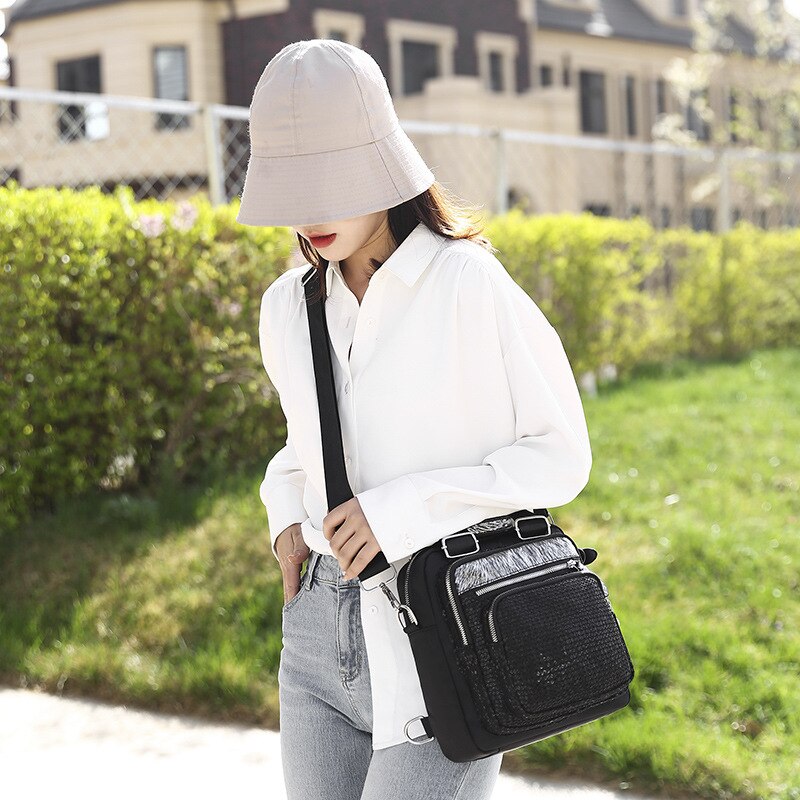 Shiny Vrouwen Rugzak College Black Multifunctionele Rugzak Vrouwelijke Schoudertas Nylon Reistas Dames Bakken Bagpack