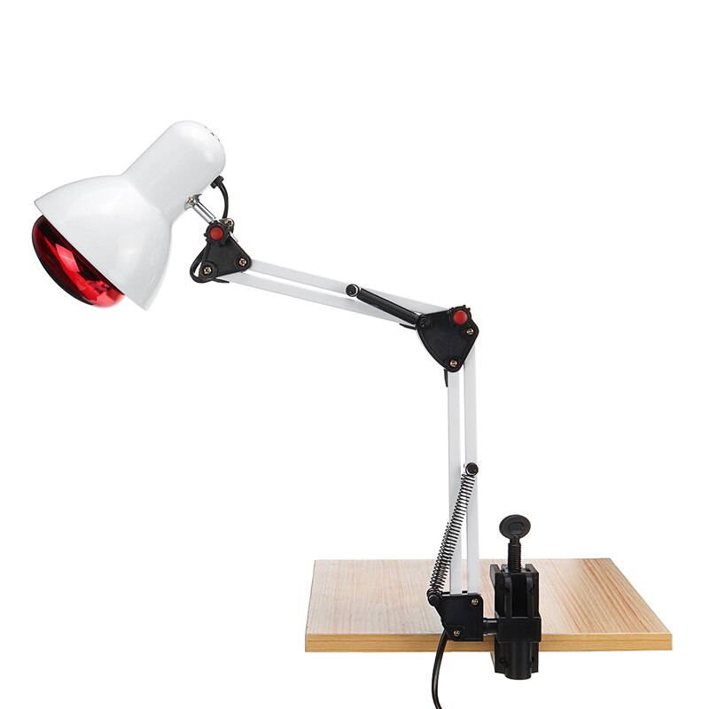 Lampe chauffante à infrarouge 150W, thérapie de chauffage à lumière rouge, Massage, physiothérapie, soulagement de la douleur, arthrite, soins de santé du dos: White With Clamp