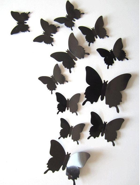 12 stk/sæt sommerfugl wallstickers 3d sommerfugle soveværelse stue hjem køleskab dekoration tapet adesivo de pared: 3