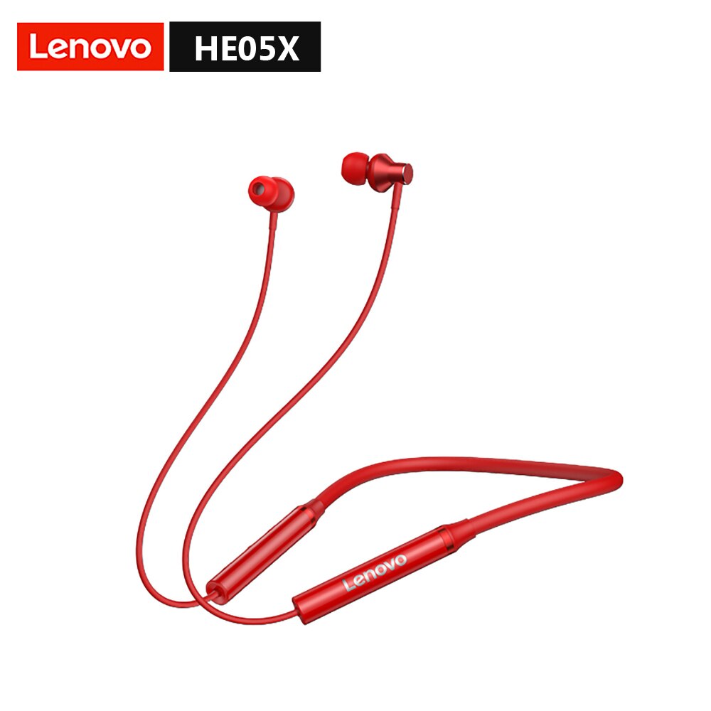 Lenovo HE05 Pro Bluetooth 5.0 Earphone In-ear Gaming Wireless Headset IPX5 Waterproof Sports Headphone with Noise Cancelling Mic: HE05X Red