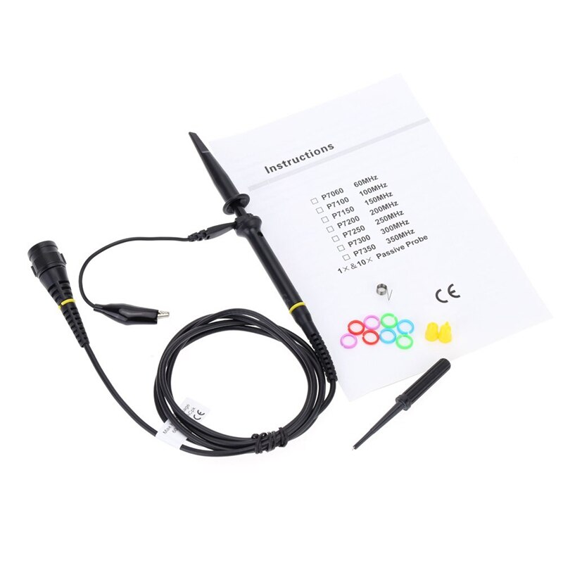 1X 10X 300Mhz Oscilloscope Probe, Universal High Impedance Alligator Clip Probe Probe With Accessories