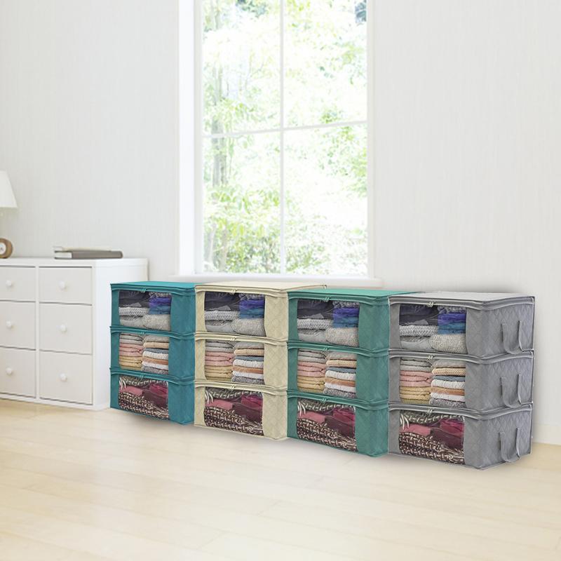 Folding Fabric Storage Box Dirty Clothes Collecting Case With Zipper For Toy Quilt Storage Box Clear Moisture Proof Organizer