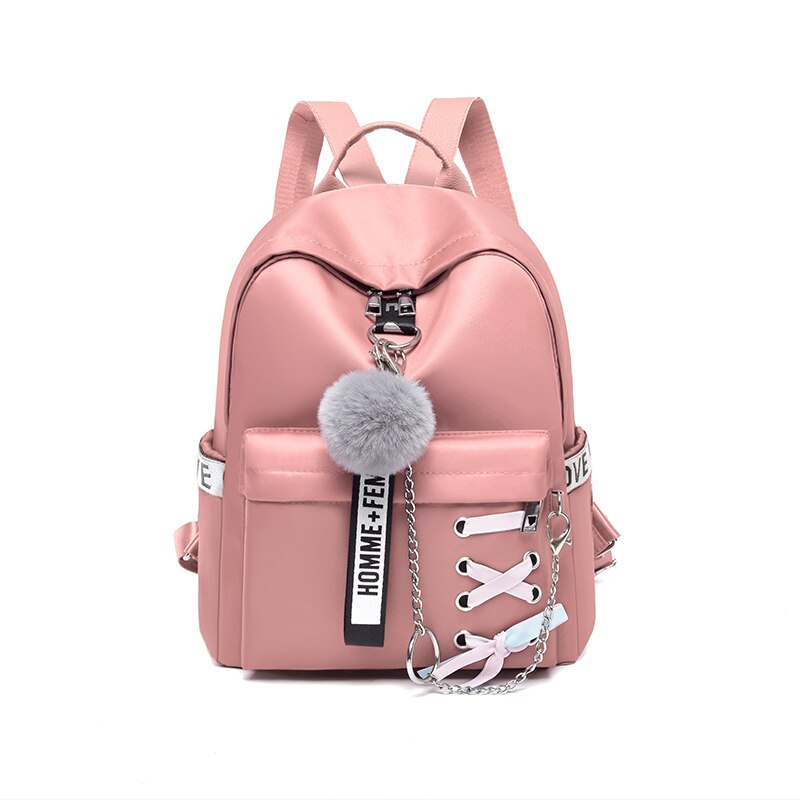 Toposhine Kette Frauen Rucksack Bänder Damen Schule Tasche 5 Farbe Mädchen Riemen Kleine Schulter Tasche Weibliche Reisen Sanft Rucksäcke: Rosa