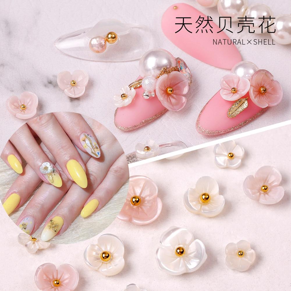 20pcs Japanse Natuurlijke shell Wit roze bloemblaadje bloem Nail Art Manicure Nail Art Accessoires DIY Nail Decorations Nail art charms