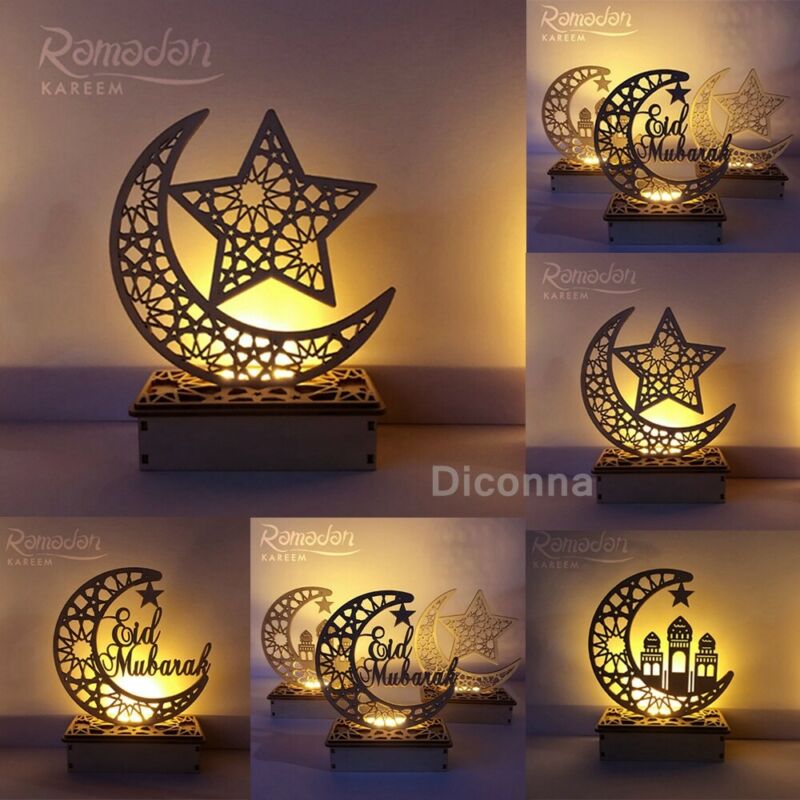 Houten Eid Mubarak Ramadan Ornament Moslim Islamitische Licht Diy Home Decor Us