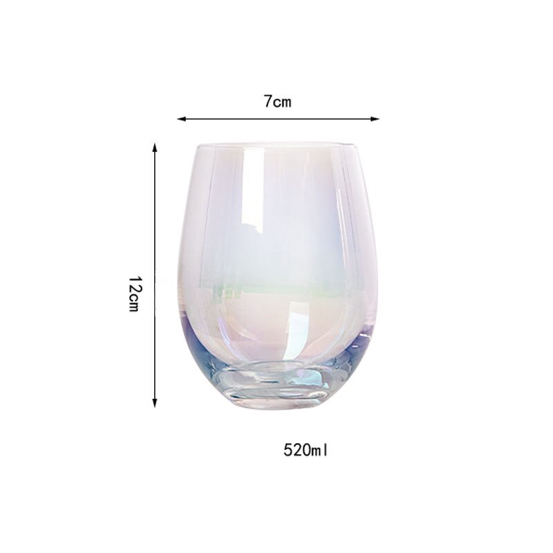 Colorful Lead-free Glass Cup Luxury Transparent Water Cups Egg-shaped Fruit Juice Dessert Drink Coffee Cup Household: 520ML