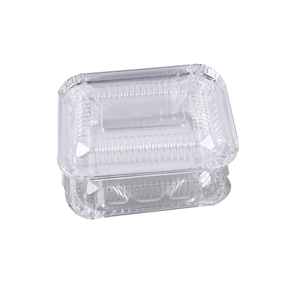 100pcs Aluminum Foil Containers With Plastic Lid For Restaurant Take-Out Packing Food