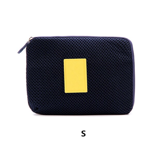 PURDORED 1 Pc Portable Solid Digital Storage Bag Travel Mini Earphone Cable USB Bag Earphone Devices Organizer Storage Wrap: navy  S
