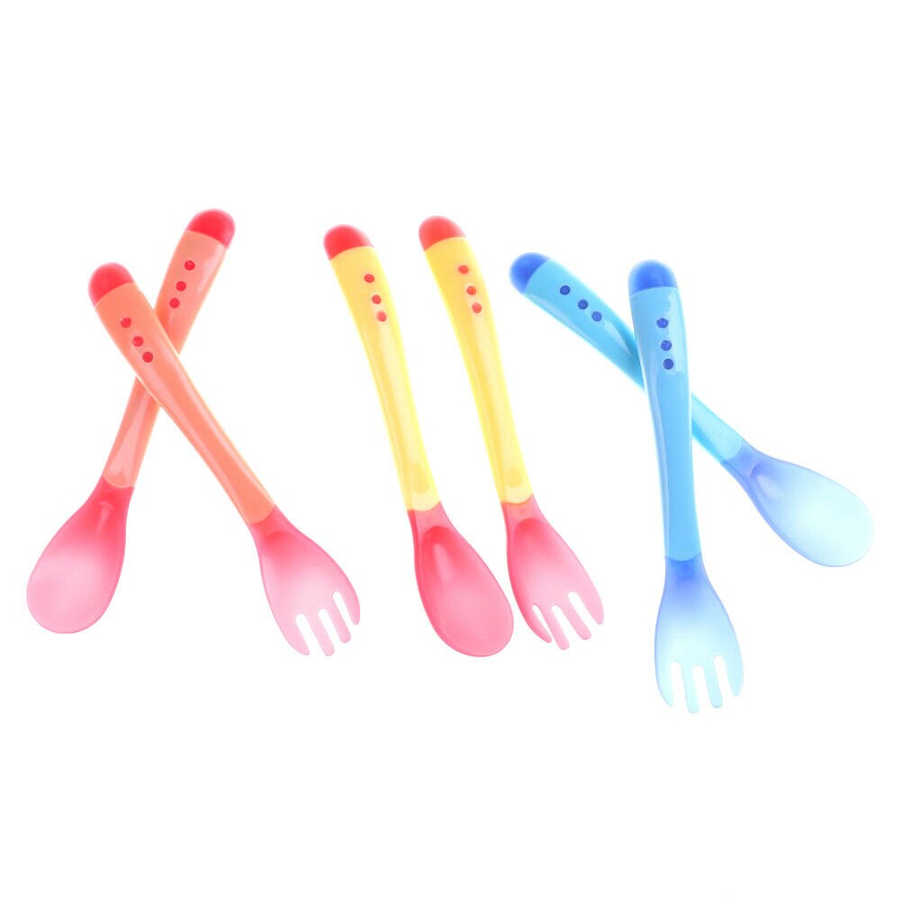 Colher de silicone do bebê temperatura de segurança sensing crianças crianças talheres colheres de alimentação