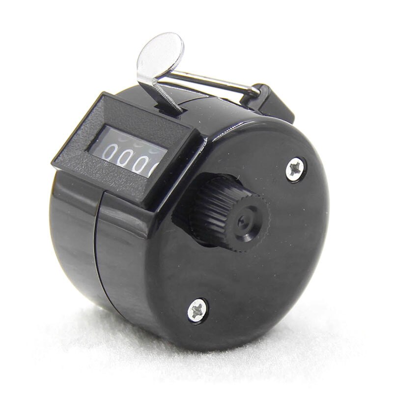 Contadores de números de 4 dígitos, carcasa de plástico, pantalla de dedo de mano, conteo Manual, temporizador, contador de Golf y fútbol: Negro