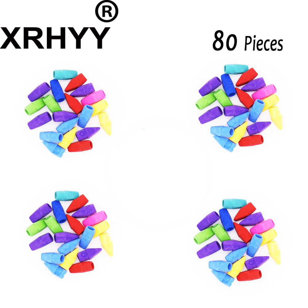 XRHYY 80 Pieces Pencil Top Eraser Caps Chisel Shape Pencil Eraser Toppers Arrowhead In Bulk For School Supplies Teachers ( Ran