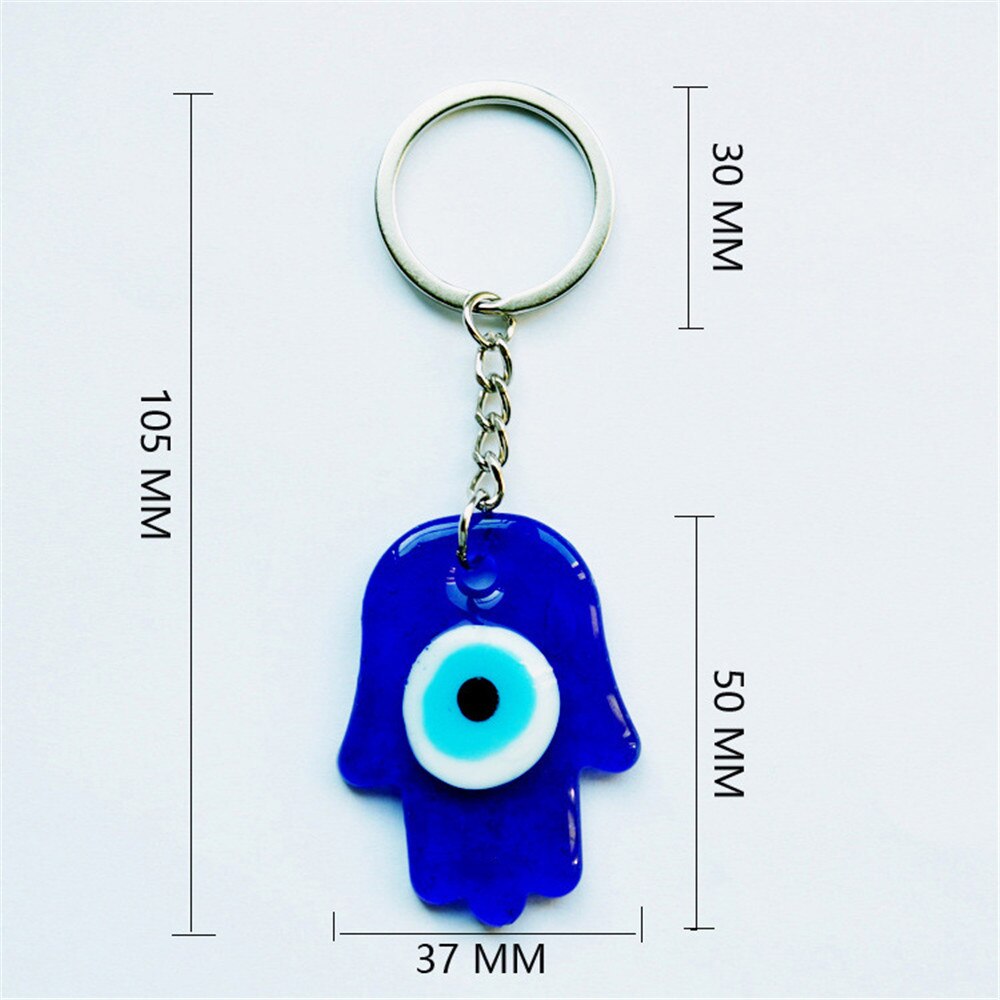 1Pc Blue Eye Hamsa Hand Sieraden Glas Demon Ogen Hand Van Fatima Hanger Legering Sleutelhanger Wall Opknoping Decoraties