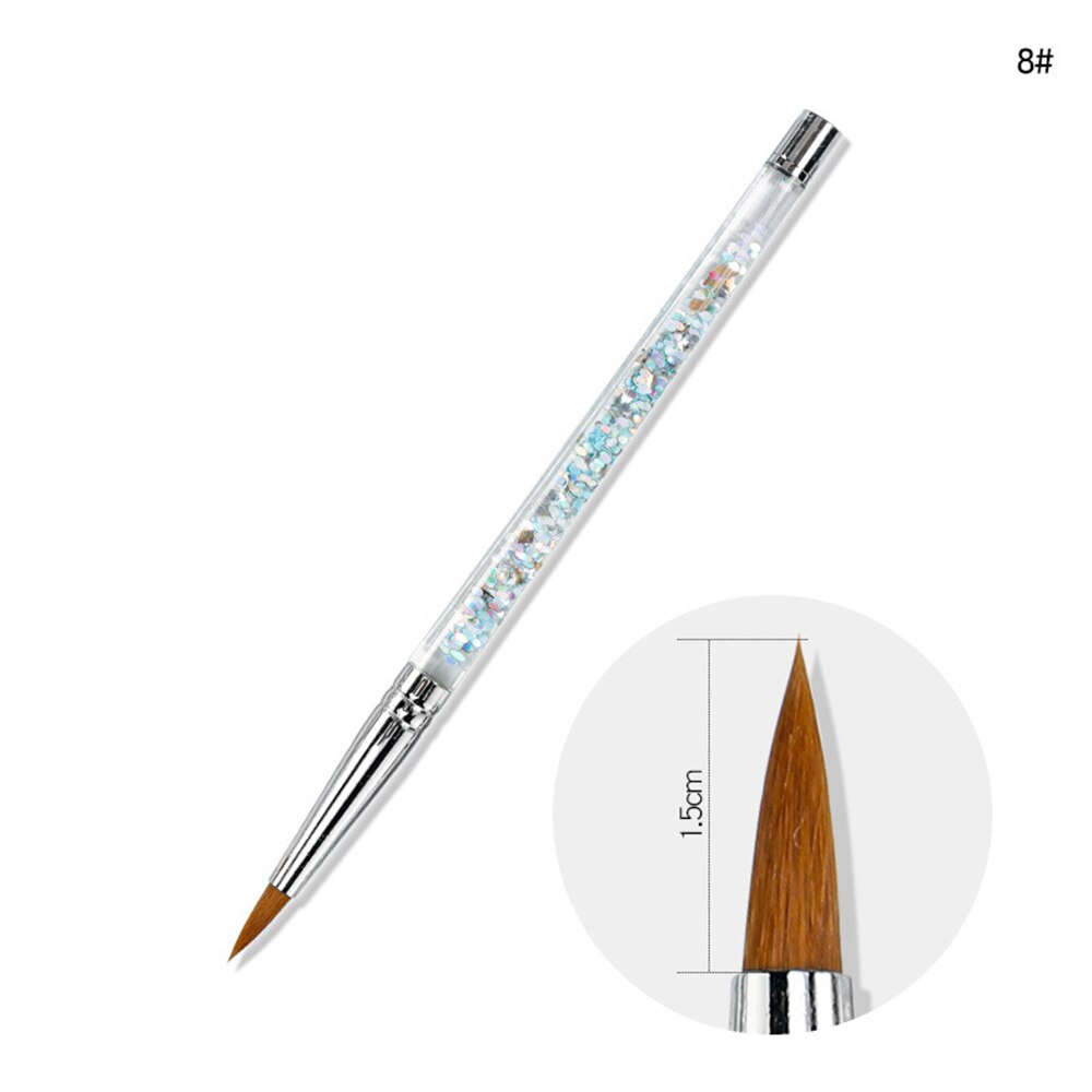 Pincel de unha acrílico de nylon, escova de polimento gel uv, esmalte para unhas artísticas, moda, ferramenta de manicure com cabo de glitter líquido: Type-8