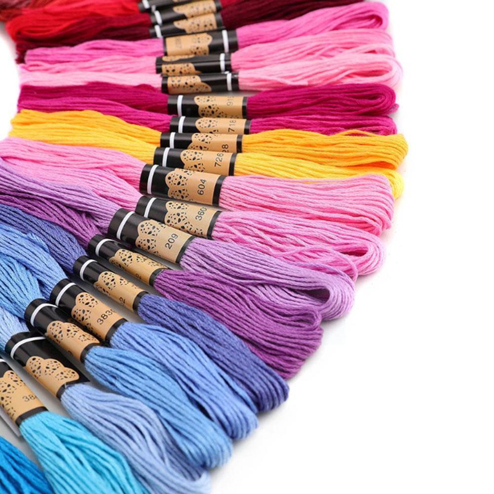 100 Colors Embroidery Thread Cross Stitch Floss Kit Crafts Cotton Sewing Rainbow Skein DIY Threads Embroidery Y8V6