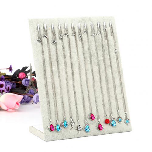 11 Hooks L Shape Bracelet Chain Necklace Jewelry Display Holder Stand Organizer: Grey