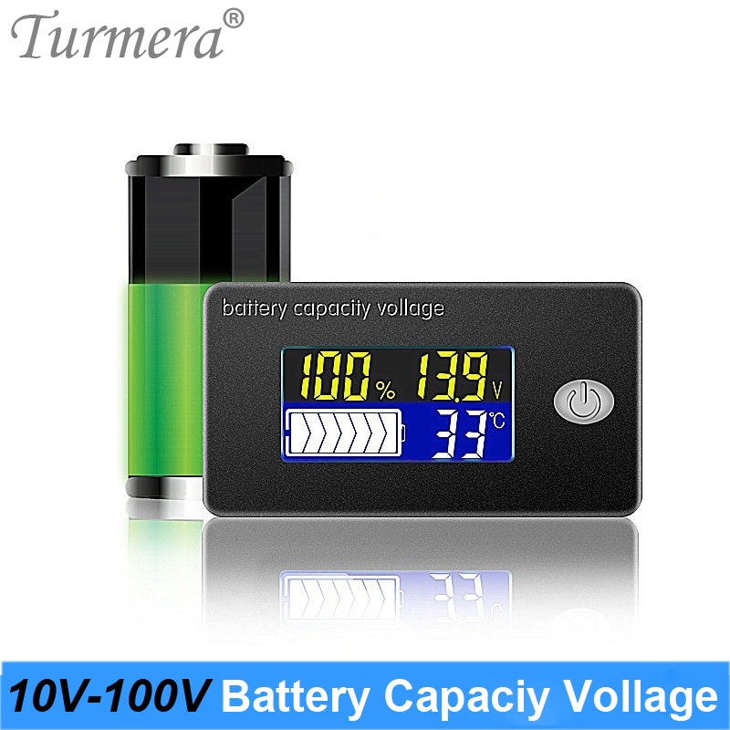 12V 24V 36V 48V 60V 72V 100V Li-ion Lifepo4 Lead acid Battery Capacity Indicator Display LCD Voltmeter Temperature Meter Tester