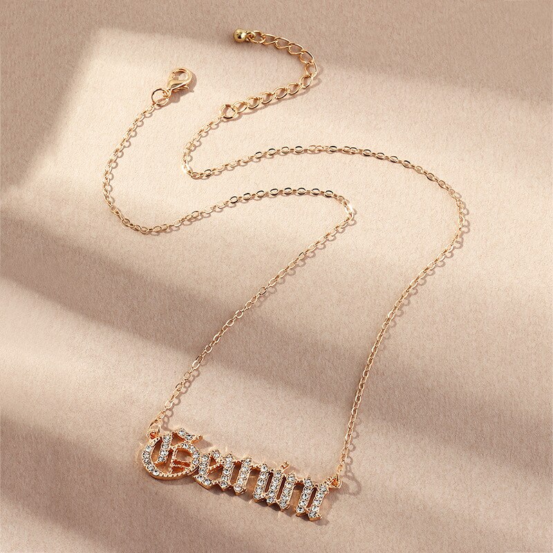 Donarsei-collar con constelaciones de diamantes de imitación para mujer, con letras clásicas en inglés, signo del zodiaco, de cumpleaños: Gemini