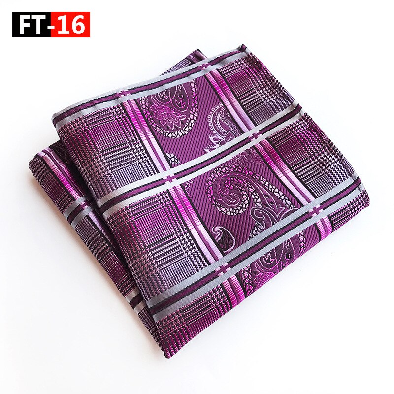 Mouchoir de poche bleu gris jaune #39 pour homme, mouchoir imprimé à rayures, mouchoir en soie et polyester, pochette de travail, serviette de poitrine 25*25cm: Ft 16