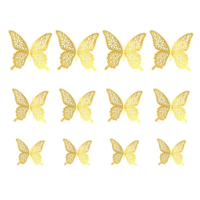 Autocollants muraux papillon 3D creux, 12 pièces, décoration de la maison, pour chambre d'enfants, pour chambre de filles: 01