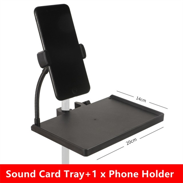 Microphone Stand Sound Card Tray Bracket 6cm To 10cm Width Smartphone Devices Guitar Performance Live Smartphone Holder: B