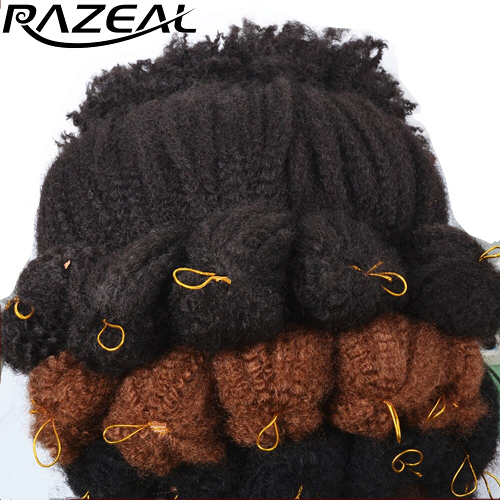 Razeal 4Packs 100g Synthetic Marley Braids Crochet Hair Afro Twist Braiding Hair Extensions High Temperature Fiber