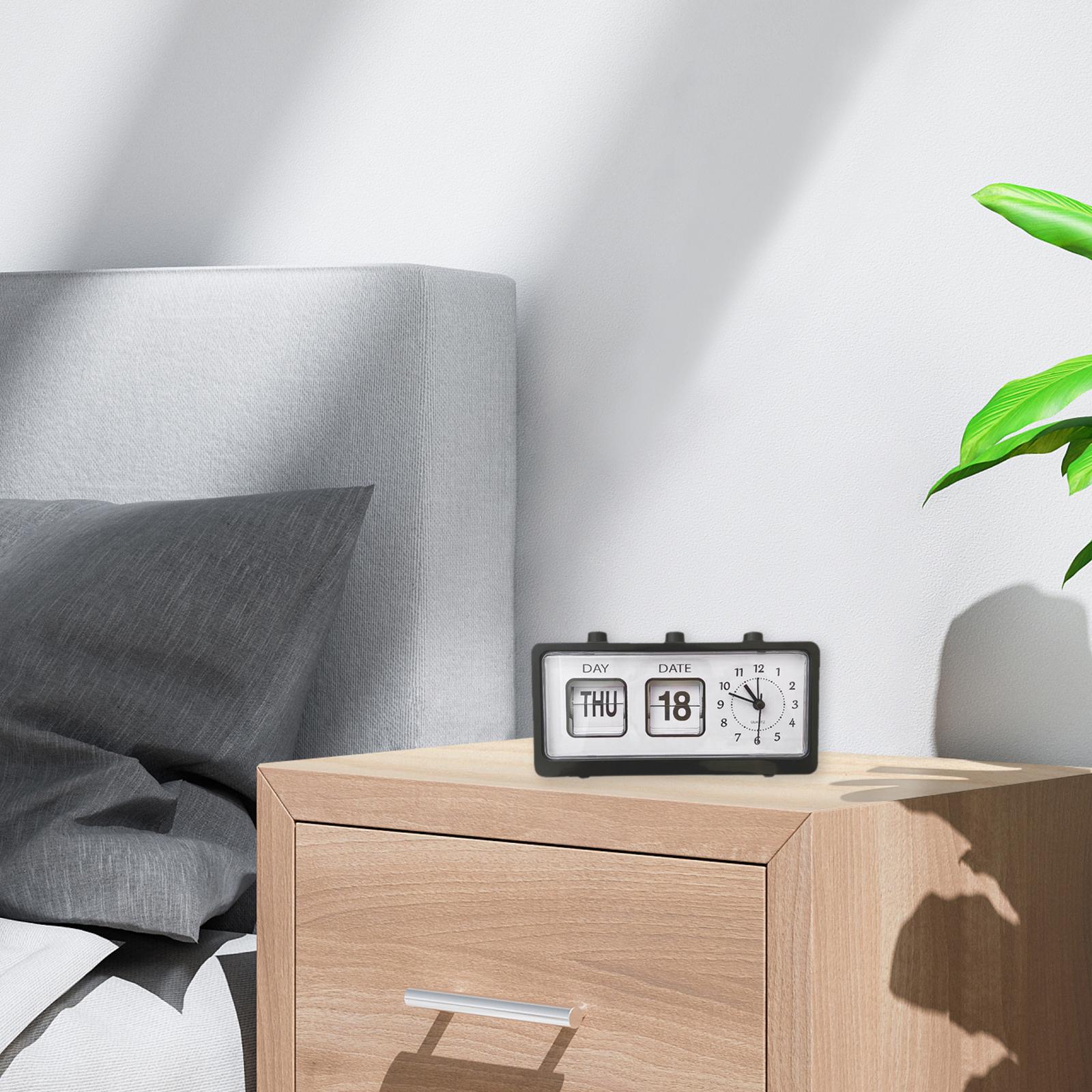 2x Manual Clock Calendar Reminder Bedside Clock Table Clock for Office Living Room