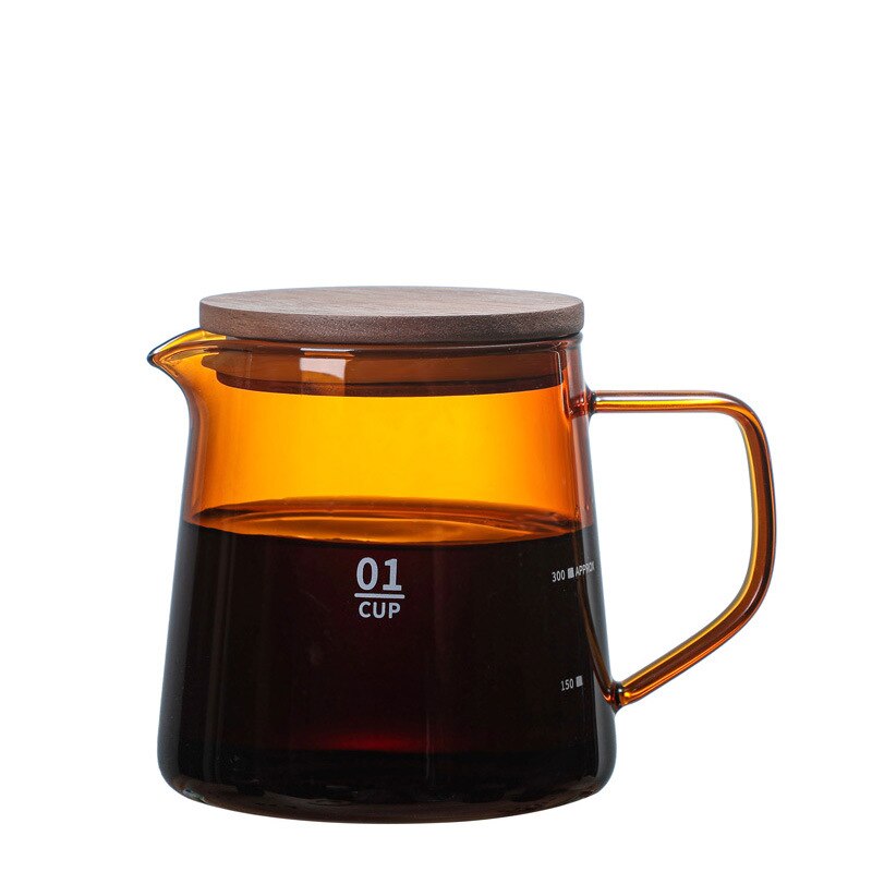 300ml 500ml V60 Pour Over Glass Range Coffee Server Carafe Drip Coffee Pot Barista Percolator Clear Coffee Kettle Brewer: 300ml amber