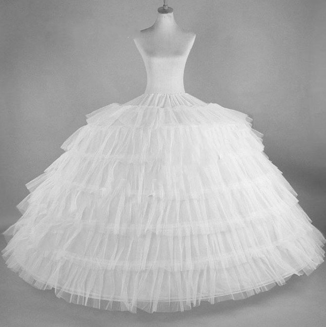 Jupe longue bouffante, en Crinoline, en Tulle, pour robe de bal et robe de mariée, blanc, 6 cerceaux, en Tulle pour robe de mariée, JKC7