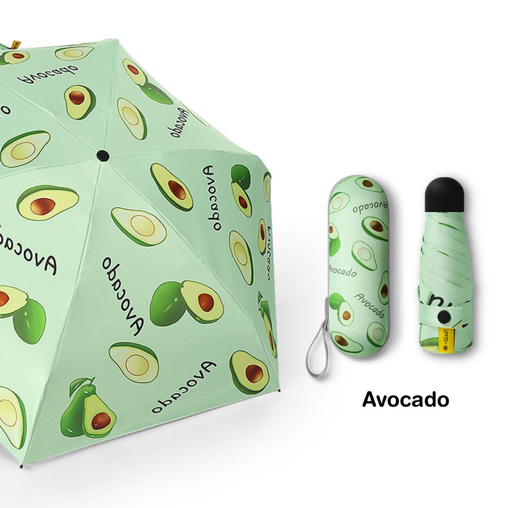 Mini paraguas plegable de vinilo para mujer, sombrilla de bolsillo Anti-UV, portátil, con caja de almacenamiento, 5 pliegues: Otros