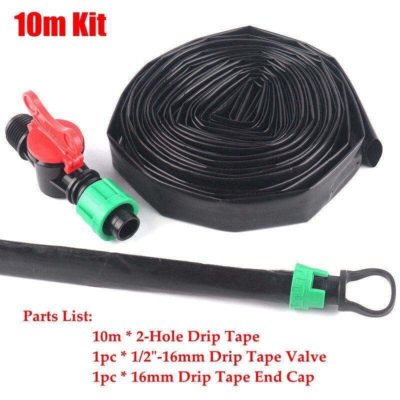 5~50m 2-Hole*Space 40cm Drip Tape Drip Irrigation System Kits Gardening Watering Kits Greenhouse Under Film Irrigation Drip Hose: 10m Kits