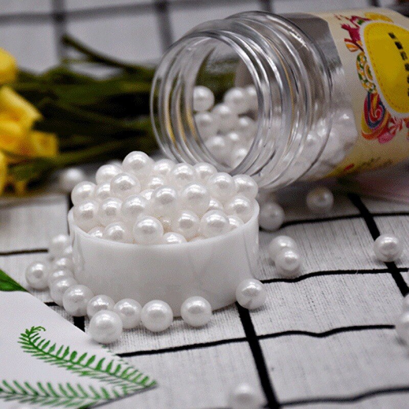 Perles comestibles en perles blanches | 85g, perle blanche, sucre perlé, bricolage gâteau glaces chocolat, artisanat décoration pâtisserie, fournitures décoratives 1