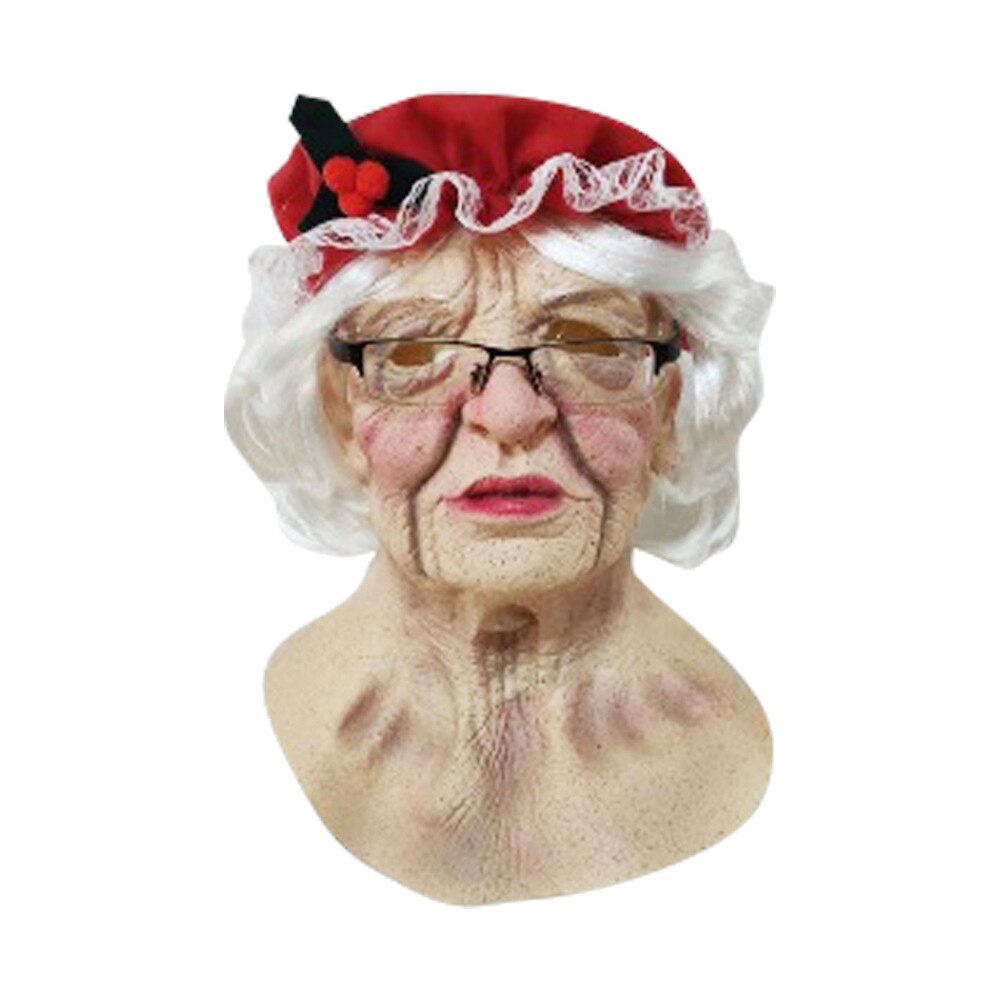 Eraspooky Realistic Skin Mrs Claus Santa Claus Cosplay Mask Christmas Grandma Full Face Latex Headgear Adult Year Outfit: Mrs Claus