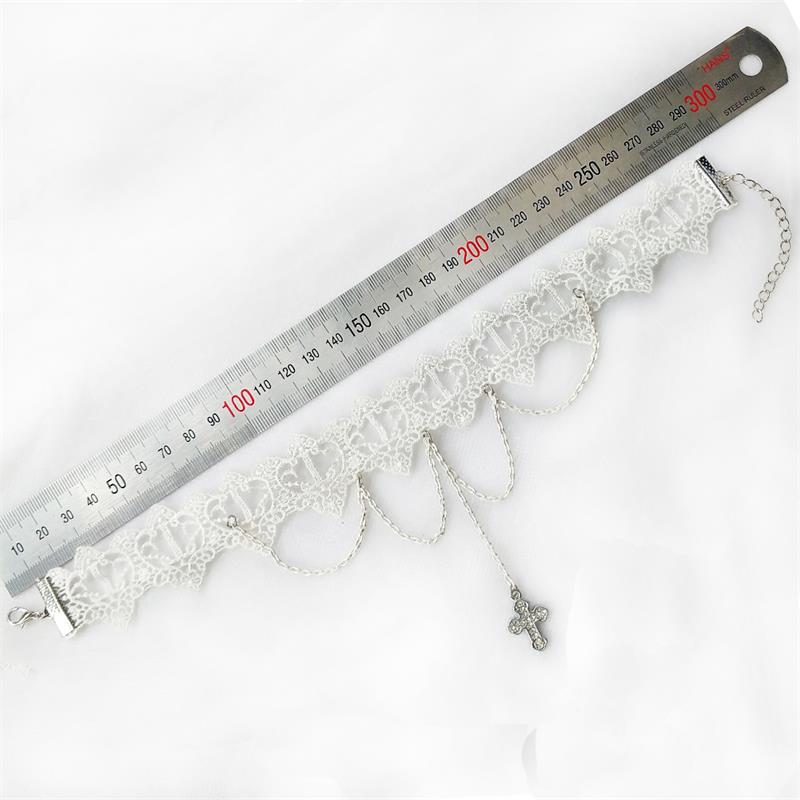 Yiyaofa vintage witte kanten ketting met kruishanger en choker voor dames, accessoires, gothic, dames, feestsieraden, kraag, gn -72