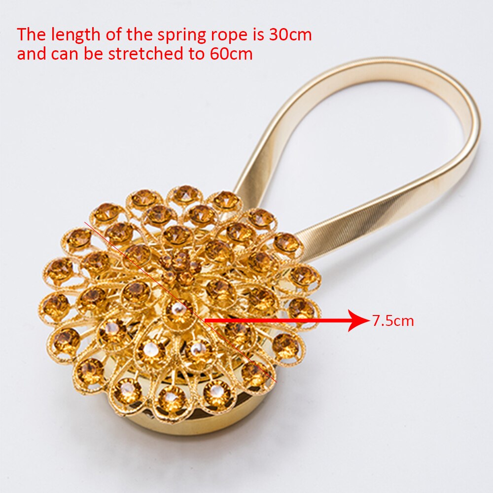 Abrazadera para cortina magnética con diamantes de imitación, hebilla de Metal para cortina con forma de flor, accesorios decorativos para ventana, para el hogar