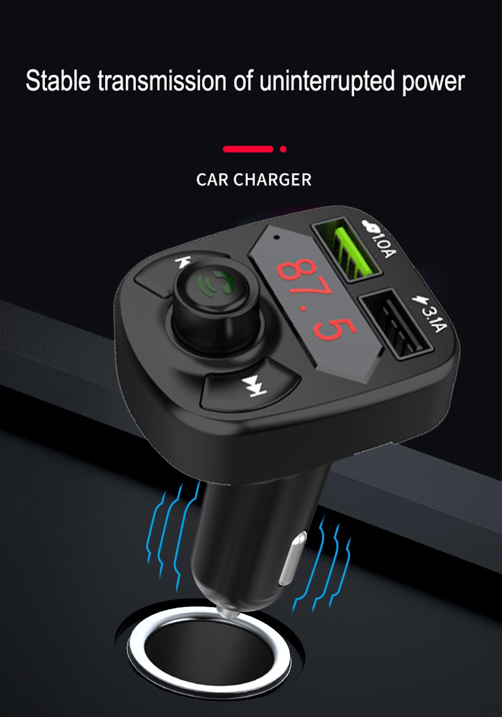 Jinserta Bluetooth 5.0 Fm Radio Transmitter Car Handsfree Bellen Wireless Aux Audio Ondersteuning U Disk/Tf Card 3.1A Usb autolader