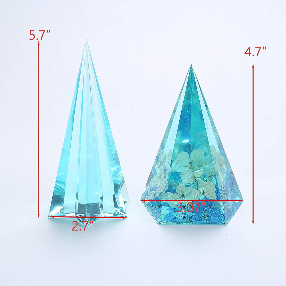 Molde de cono Hexagonal de silicona para manualidades, molde de cono Pentagonal, moldes transparentes y flexibles para fundición con resina, cemento y vela