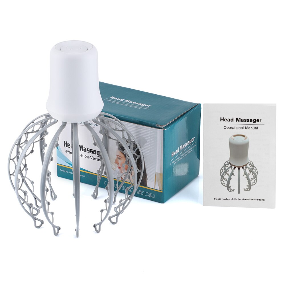 Krake Elektrische Kopf Massagegerät 3 Modi Vibration Massage Kopfhaut Entlasten Kopf Fatiguex Tiefe Entspannen Haar Wachstum Drahtlose Tragbare: batterie art